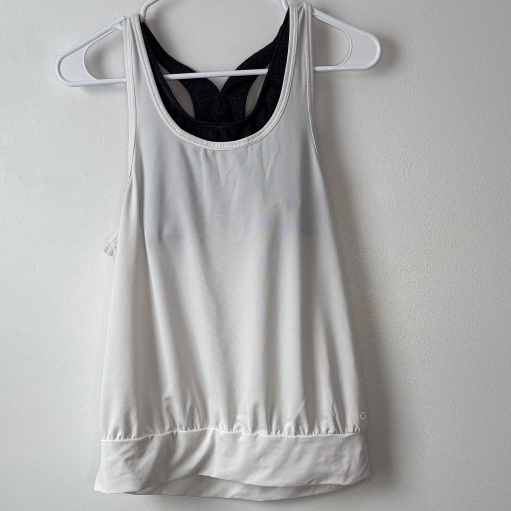 GAP White Tank Top with Black Built-In Racerback